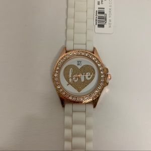 NewYork&Co white rubber link Love watch
